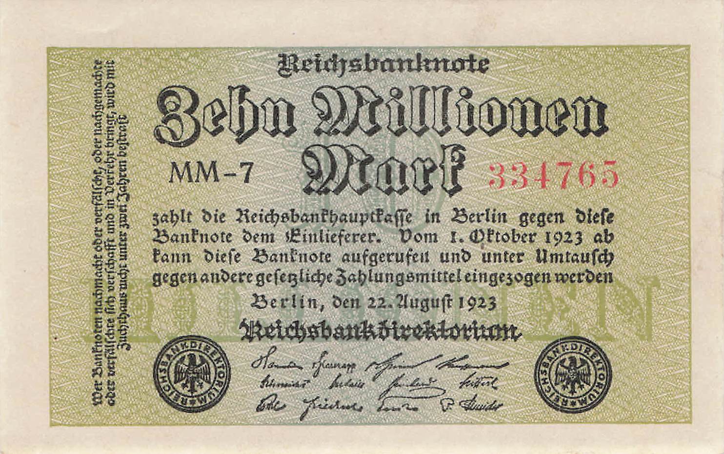 Ro.105 10 Millionen Mark 1923
